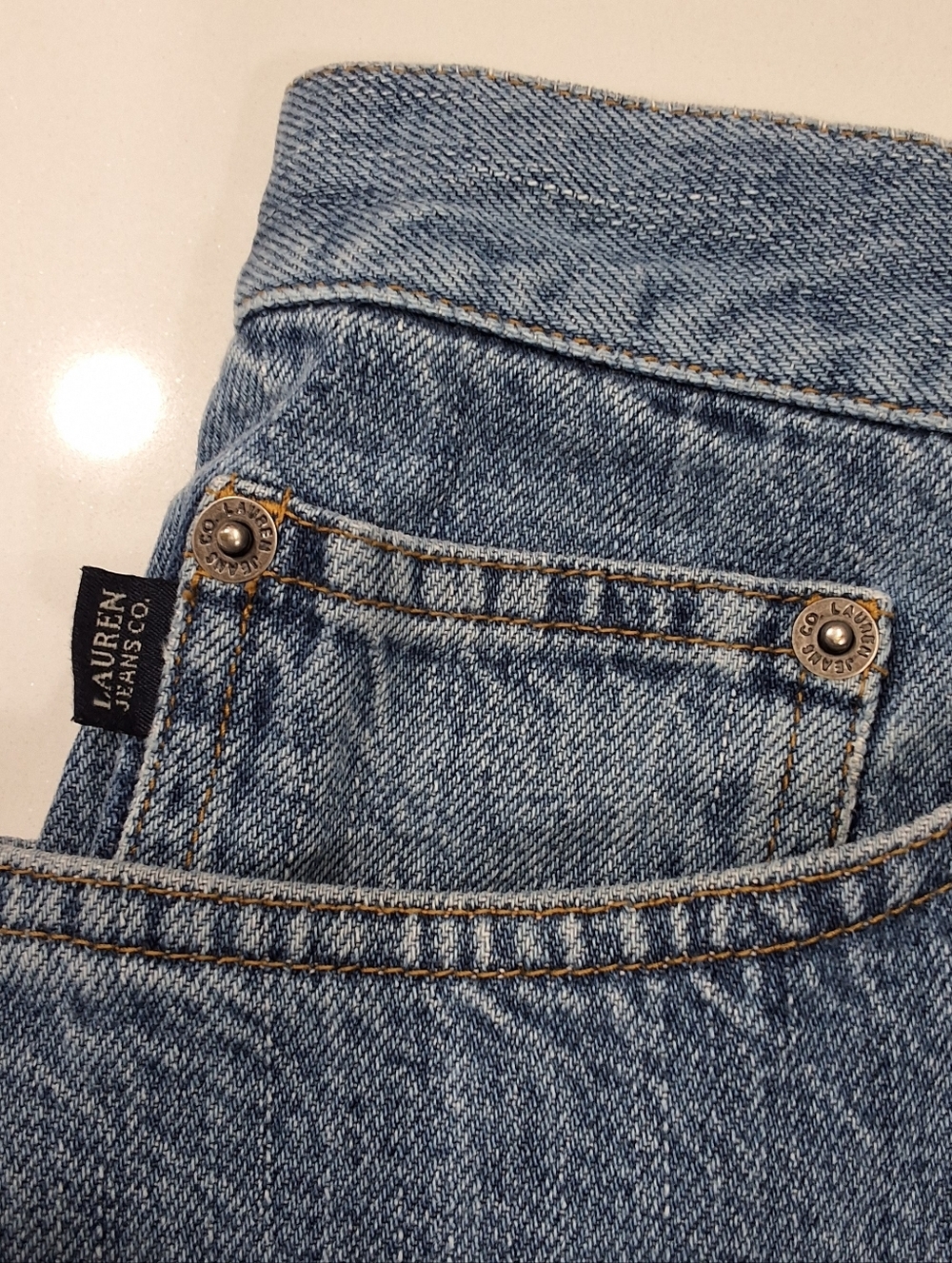 LRL Ralph Lauren Jeans Co~Womens VTG Denim Blue Skirt~Knee Length Western~18W - Picture 5 of 8